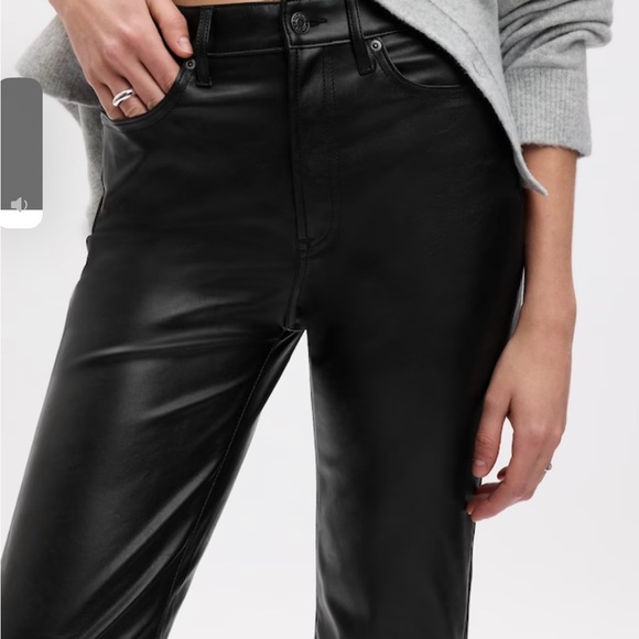 Vegan leather 70’s flare high rise pants - Picture 2 of 6